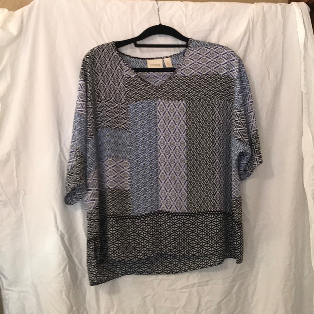 Chico, Size 2, blue/black/purple Lightweight top